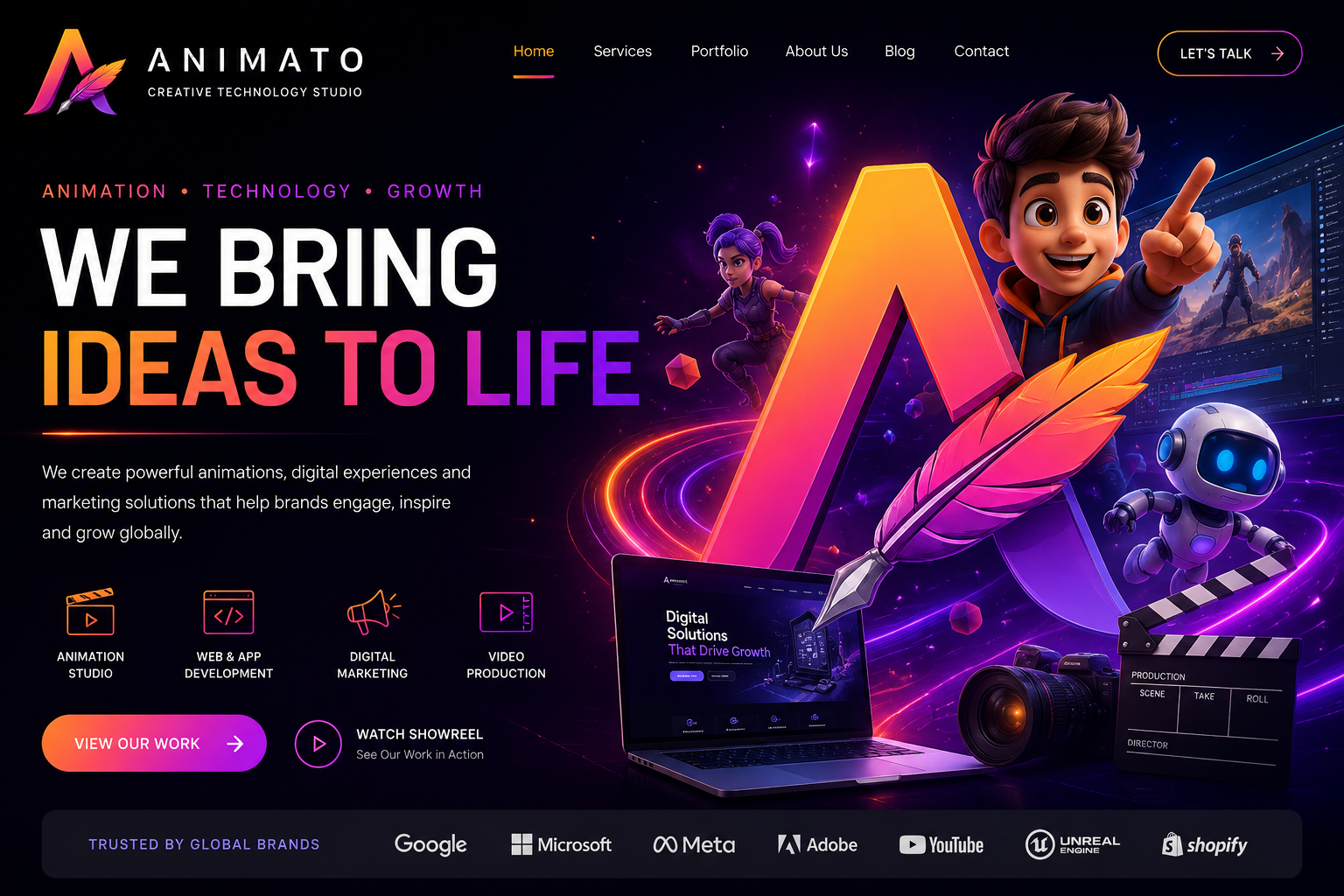 Character design and animation studio concept