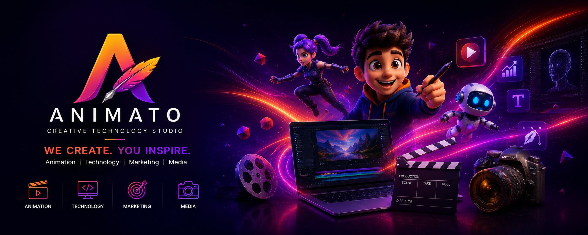 Creative technology and digital production concept